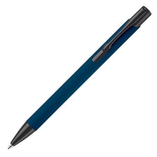 Balpen Alicante soft touch - Plaatsen eigen logo/naam (gratis) - Donker Blauw - Digital Print 3D - 270 graden van de clip