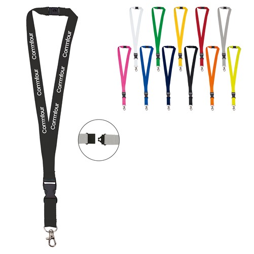 Polyester lanyard 20 mm met gesp en haak